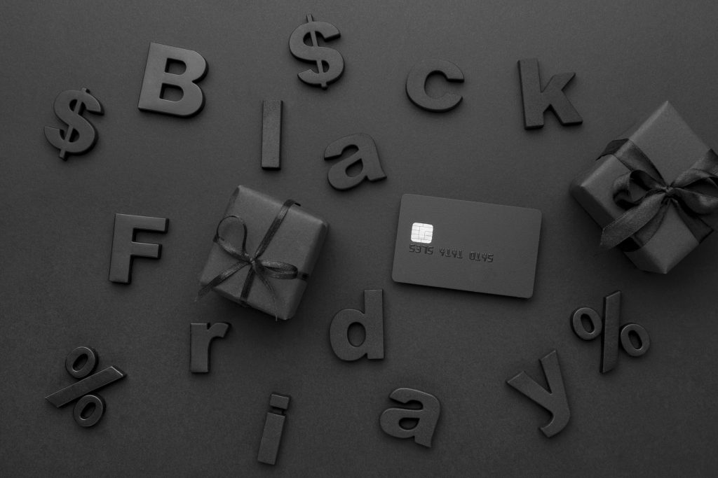 Black Friday Sales Assortment With Gifts Letters